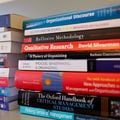 Stack of management books.