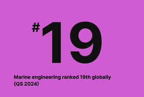 Infographics of the ranking in marine engineering where Aalto placed 19th globally