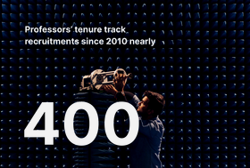 Infographics saying we've recruited nearly 400 professors to the tenure track since 2010