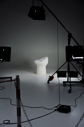 Taking photographs of the Mushroom Chair in a photo studio