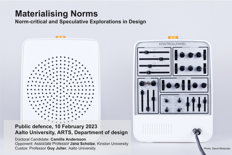 Public defence in Design, MArch Camilla Andersson | Aalto University